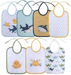 Lorelli Set 7 bavete, bumbac ambele fete, 20x25, 5 cm, inchidere cu snur, blue Bavata