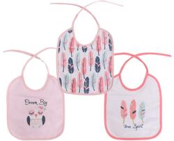 Lorelli Set 3 bavete, bumbac si peva, 23x20 cm, inchidere cu snur, pink Bavata