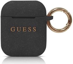 Guess GUACCSILGLBK husă neagră din silicon cu sclipici pentru AirPods 1/2