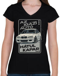 printfashion Az igazi autó hátul kapar - Női V-nyakú póló - Fekete (17489581)