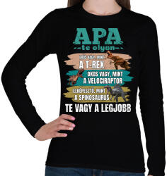 printfashion Apa dinós - Női hosszú ujjú póló - Fekete (17508488)