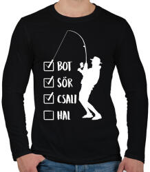 printfashion Hétvégi horgászat - Férfi hosszú ujjú póló - Fekete (17515093)