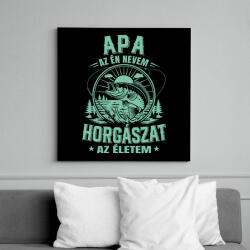 printfashion apa az én nevem horgászat az életem - Vászonkép - Fekete (17513257)