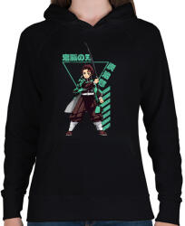 printfashion Demon Slayer Tanjirou - Női kapucnis pulóver - Fekete (17406043)