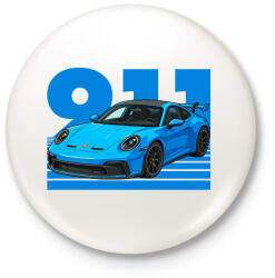 printfashion Porsche 911 - Kitűző, hűtőmágnes - Fehér (17493542)
