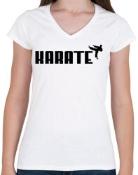 printfashion KARATE - Női V-nyakú póló - Fehér (17500380)