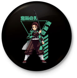 printfashion Demon Slayer Tanjirou - Kitűző, hűtőmágnes - Fekete (17406383)
