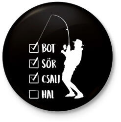 printfashion Hétvégi horgászat - Kitűző, hűtőmágnes - Fekete (17515497)