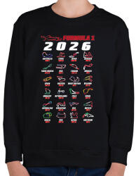 printfashion F1 2026 versenynaptár - Gyerek pulóver - Fekete (17520473)