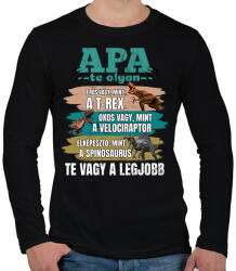 printfashion Apa dinós - Férfi hosszú ujjú póló - Fekete (17508439)