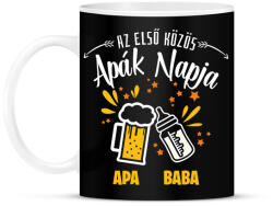 printfashion Első közös apák napja - Egyedi névvel - Bögre - Fekete (17514576)