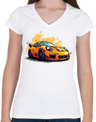 printfashion Sport autó - Női V-nyakú póló - Fehér (17501280)