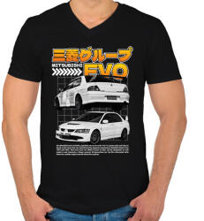 printfashion Mitsubishi evo - Férfi V-nyakú póló - Fekete (17491780)