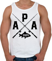 printfashion apa horgász - egyedi évszámmal - Férfi atléta - Fehér (17531614)