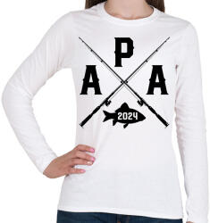 printfashion apa horgász - egyedi évszámmal - Női hosszú ujjú póló - Fehér (17531681)