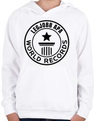 printfashion legjobb apa világrekord fekete - Gyerek kapucnis pulóver - Fehér (17504478)