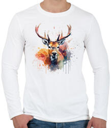 printfashion Szarvas - Férfi hosszú ujjú póló - Fehér (17519940)