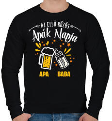 printfashion Első közös apák napja - Egyedi névvel - Férfi pulóver - Fekete (17514200)