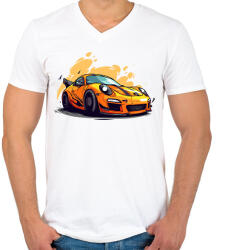 printfashion Sport autó - Férfi V-nyakú póló - Fehér (17501229)