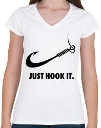 printfashion Just hook it - Női V-nyakú póló - Fehér (17513334)