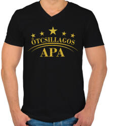 printfashion ötcsillagos apa - Férfi V-nyakú póló - Fekete (17459728)