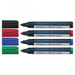 Schneider Tábla- és flipchart marker készlet 2-3mm, kerek végű Maxx 290, 4 különböző szín (129094) (129094) - aqua
