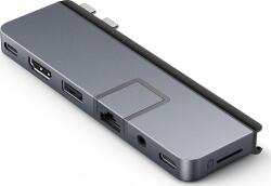 HYPER HYPER USB-C® dokkoló állomás HyperDrive DUO PRO 7-in-2 USB-C Hub Alkalmas (márka): Apple, univerzálny Beépített kártyaolvasóval, USB-C® tápellátás (HD575BUGL) (HD575BUGL)