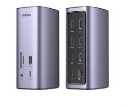 UGREEN Dokkoló állomás 12 az 1-ben, Triple Display, 8K30Hz, USB 3.1 HUB, Ethernet, HDMI 2.1, DP 1.2, 100W, szürke 90325 (90325)
