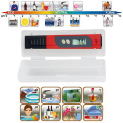Somogyi Elektronic Home PHT 01 pH teszter & hőmérő, savasság és lúgosság mérésére, pH0, 00-14, 00, 0-60°C, folyadék és levegő hőmérsékletének mérése, LCD-kijelző (PHT 01)