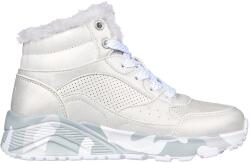 Skechers Skechers, Uno Lite műbőr cipő műszőrme szegéllyel, Szürke, Fehér, Ezüstszín, 27.5 EU (310485L-SLGY-27.5)