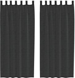 vidaXL 2 db fekete fátyolfüggönyök fülecske tetejével 140x260 cm 0.25 kg 4102258 4102258 (4102258)