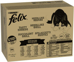 FELIX 120x80g Felix Tasty Shreds Succulent Grill vegyes válogatás szószban nedves macskatáp