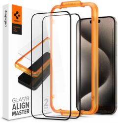 Spigen GlastR Alginmaster Full kijelzővédő üveg iPhone 15 Pro Max fekete 2db (AGL06875)