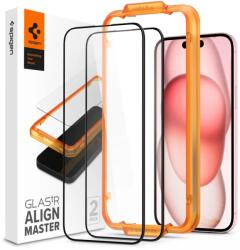 Spigen GlastR Alginmaster Full kijelzővédő üveg iPhone 15 Plus fekete 2db (AGL06886)