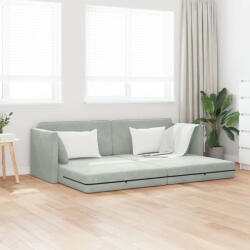 vidaXL földi kanapéágy 2 az 1-ben világosszürke 213x144x60 cm poliészter (VD4106726)