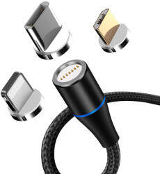 Maxlife Mágneses Kábel MXUC-03 USB Lightning + USB-C + MicroUSB 1, 0 M, QC 3.0