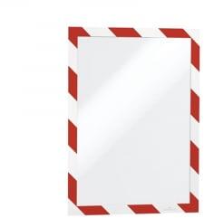 DURABLE Infókeret A4, öntapadó mágneses záródás 2 db/csomag, Duraframe Security, piros/fehér (4944132) (4944132)