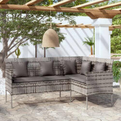 vidaXL szürke polyrattan L-alakú kanapé párnákkal (VD318585)