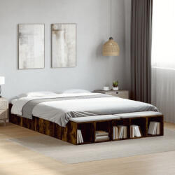 vidaXL füstös tölgy színű szerelt fa ágykeret 150 x 200 cm (VD3280563)