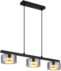 GLOBO Higgins függeszték fekete mat füstszínű 3xGx53 LED