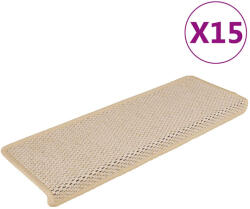 vidaXL 15 db szizál hatású krémszínű öntapadó lépcsőszőnyeg 65x21x4 cm (VD326893)
