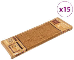 vidaXL 15 db bézs öntapadó lépcsőszőnyeg 65x21x4 cm (VD326207)