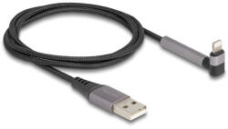 Delock Adat és töltő kábel A-típusú USB - Lightning iPhone , iPad , iPod eszközökhöz hajlított álló funkcióval, fekete és 1, 5 m hosszú, Mfi