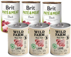 Wild Farm Wild Farm Pate Lamb 3x400g gluténmentes kutyatáp + BRIT PATE & MEAT DUCK 3x400g