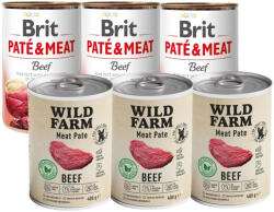  Wild Farm Wild Farm Pate Beef 3x400g gluténmentes kutyatáp + BRIT PATE & MEAT BEEF 3x400g