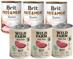  Wild Farm Wild Farm Pate Beef 3x400g gluténmentes kutyatáp + BRIT PATE & MEAT RABBIT 3x400g