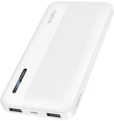 LogiLink Powerbank 10 000 MAh, 2x USB-A, USB-C, Gyorstöltés Funkcióval, Fehér