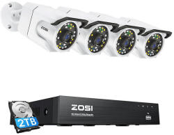 Zosi 8MP IP C105×4 db kamera + NVR + 2TB HDD biztonságtechnikai csomag (C105x4 NVR 2TB HDD) - hyperoutlet