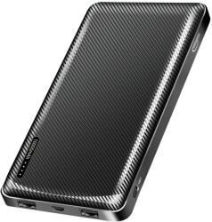 Loiglink Power Bank 10.000 MAh, 2x USB-A, USB-C, Micro-USB, Fekete