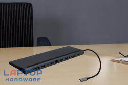 USB-C HUB 12 portos dokkoló HDMI, VGA, USB-C, SD/microSD kártya olvasó, RJ-45 (Internet), 3, 5mm audio, 4db USB portokkal
